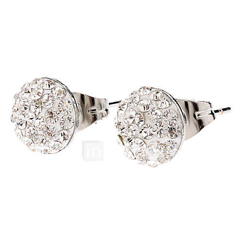 Medium Round Nail Form Fully jewelled Stainless Steel Stud Earrings
