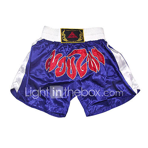Kick Boxing Professional Embroidery Shorts White Blue (Average Size)