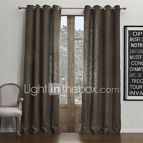 (One Pair) Solid Faux Linen Classic Eco friendly Curtain