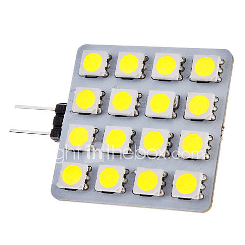 G4 2W 16x5050SMD 150 180LM 6000 6500K Natural White Light LED Spot Bulb (12V)