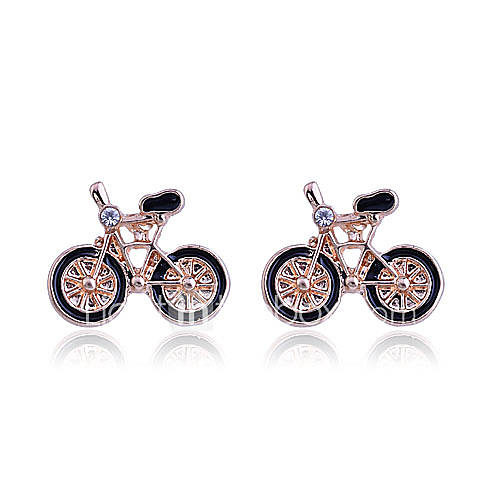 Gold Plated Bicycle Pattern Zircon Earrings(Assorted Colors)