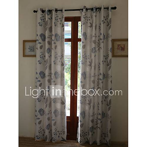 (One Pair) Country Jacquard Floral Lined Curtain