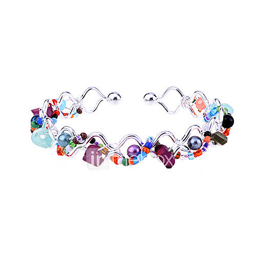 Fashionable Alloy Bead Opening Bracelet