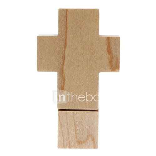 32GB Fashionable Design Wooden Cross Shaped USB Flash Drive (Brown)