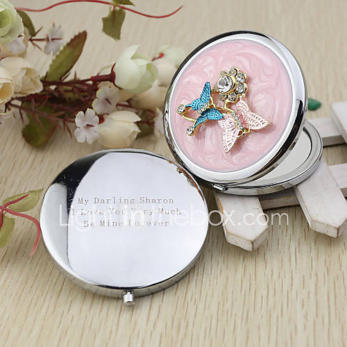 Personalized Butterly Design Chrome Compact Mirror Favor