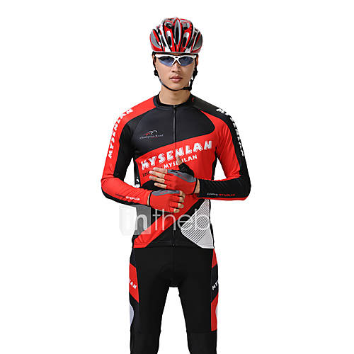 MYSENLAN PN MeshFlex Material Long Sleeve Quick Drying Men Cycling Suits(Black,Red)