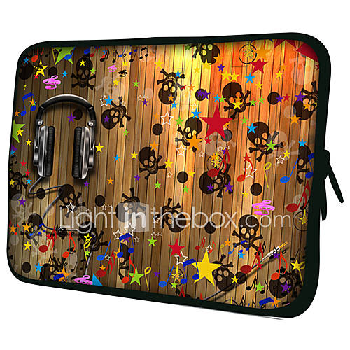 Headphone And SkullPattern Nylon Material Waterproof Sleeve Case for 11/13/15 LaptopTablet