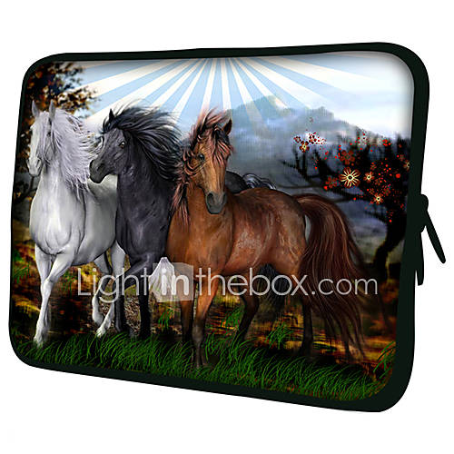 Three HorsesPattern Nylon Material Waterproof Sleeve Case for 11/13/15 LaptopTablet