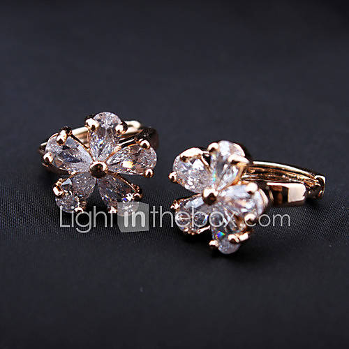 Five Petaled Flower Alloy Crystal Earrings(Assorted Colors)