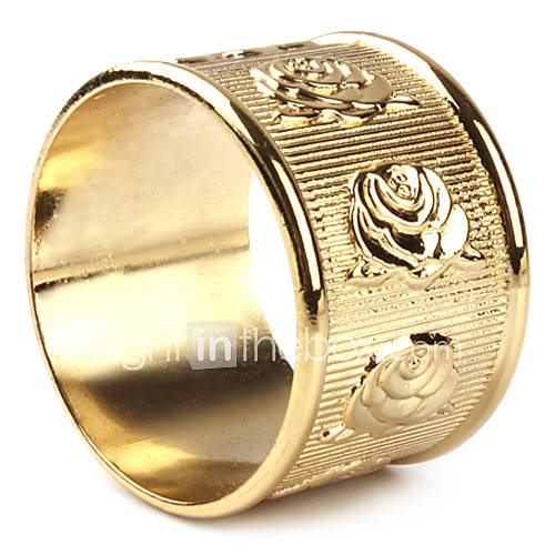 Set of 4 Golden Rose Floral Zinc Alloy Napkin Ring