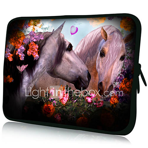 Two HorsesPattern Nylon Material Waterproof Sleeve Case for 11/13/15 LaptopTablet