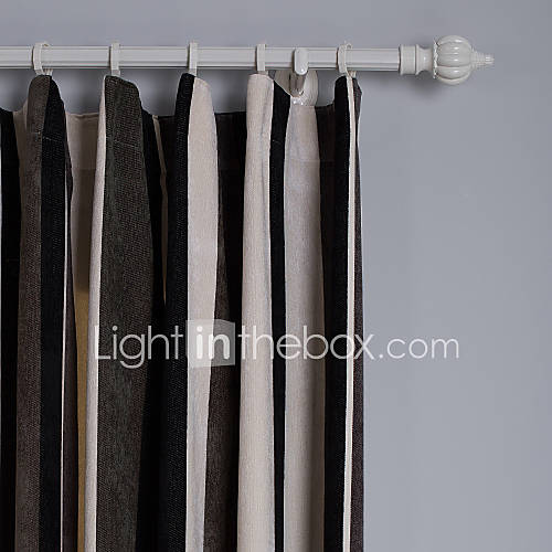 (One Pair Double Pleated Top) Mediterranean Classic Stripe Energy Saving Curtain