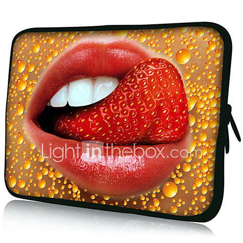 Strawberry TonguePattern Nylon Material Waterproof Sleeve Case for 11/13/15 LaptopTablet