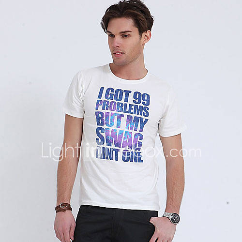 Mens Round Collar Print T Shirt