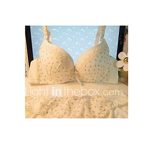 Womens Pure White Sexy Gather Lace Cotton Bra