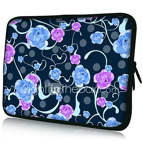 Blue FlowersPattern Nylon Material Waterproof Sleeve Case for 11/13/15 LaptopTablet