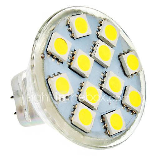 MR11 2W 12x5050SMD 100 150LM 6000 6500K Natural White Light LED Spot Bulb (AC/DC 12V)