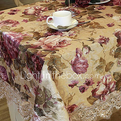 European Style Rose Pattern Embroidery Lace Table Cloth