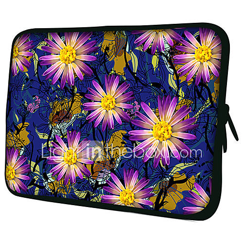 Purple FlowersPattern Nylon Material Waterproof Sleeve Case for 11/13/15 LaptopTablet