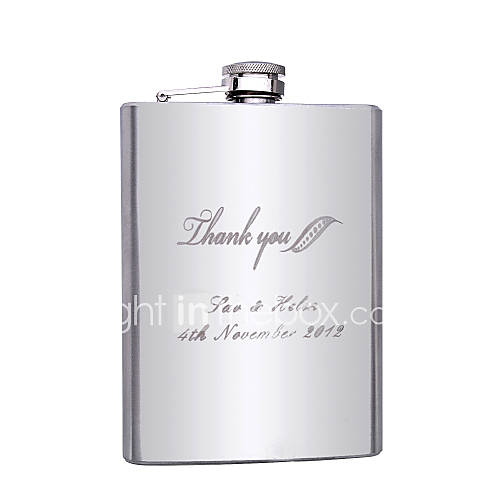 Personalized Stainless Steel 8 oz Flask   Thank You