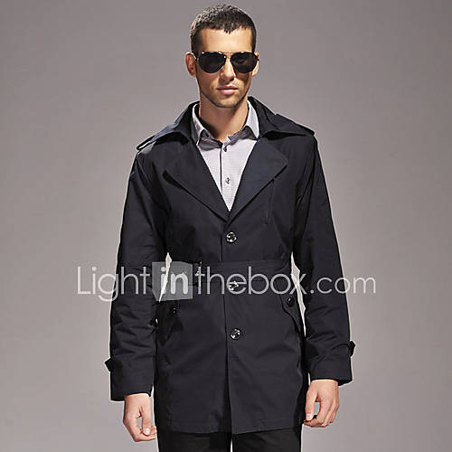 Mens Dark Blue Causal Trench Coat