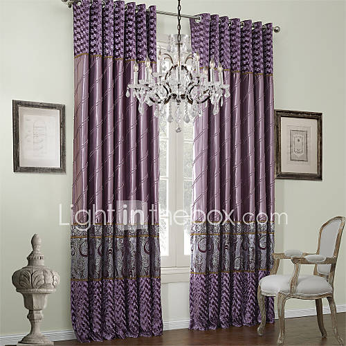(One Pair) Traditional Piecing Lined Curtain