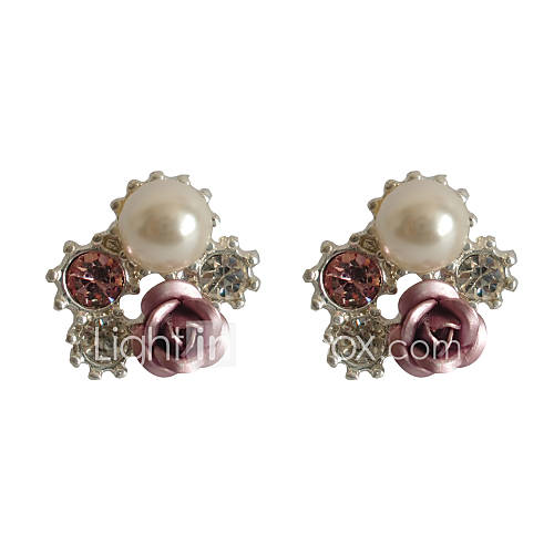 Charming Platinum Plated with Rose Crystal Earrings