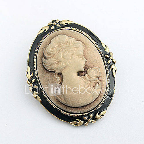 Antique Copper Alloy Lady Head Portrait Brooch