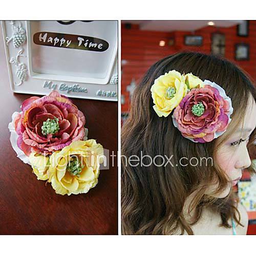 Womens Sweet Romantic Double Flowers Hair Clip