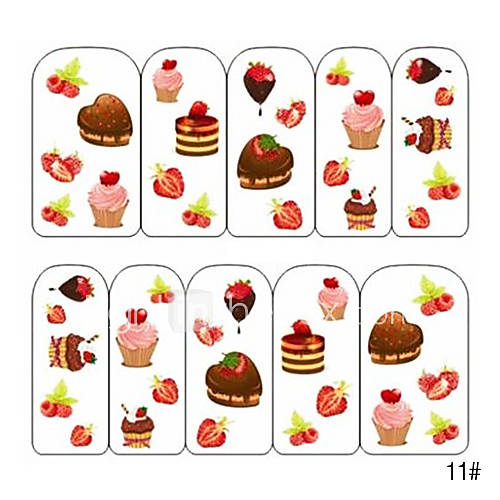 5PCS Water Transfer Printing Colorful Nail Stickers NO.5 Cartoon (Assorted Colors)