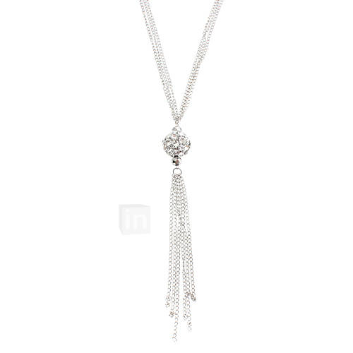 Diamond Ball Tassel Long Sweater Necklace