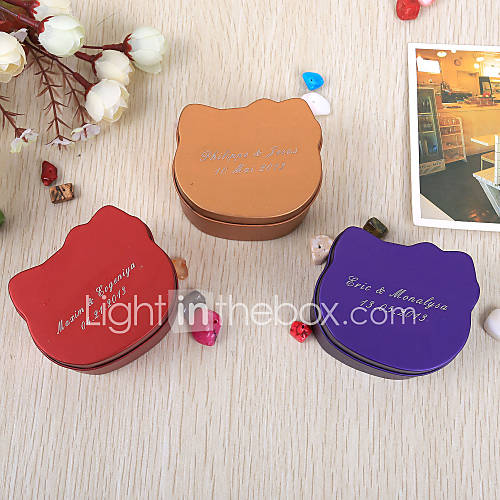 Personalized Cat Shaped Favor Tin   Set of 12 (More Colors)