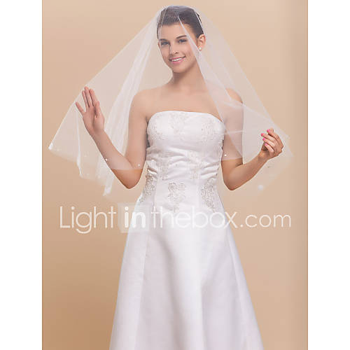 1 Layer Marvelous Elbow Wedding Bridal Veil With Cut Edge