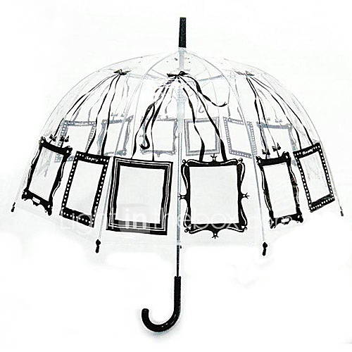 Frame Pattern Transparent PVC Umbrella With Chrome Finished Stand