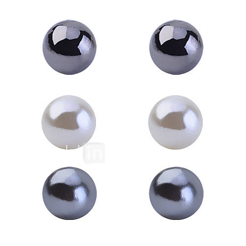 Vintage Alloy Pearl Earrings (3 Pairs)