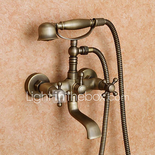 Antique Inspired Tub Faucet with Hand Shower (Antique Brass Finish)
