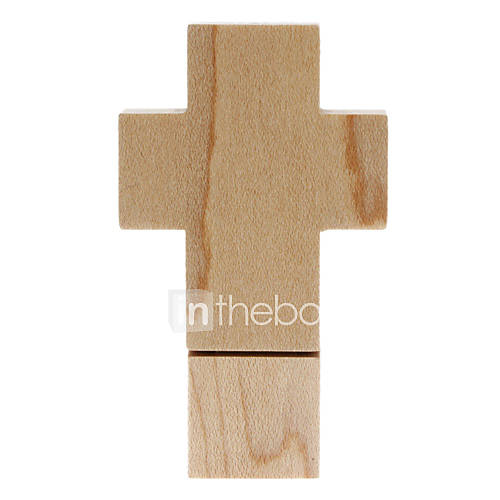 4GB Fashionable Design Wooden Cross Shaped USB Flash Drive (Brown)