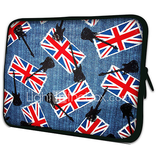 Guitar And National FlagPattern Nylon Material Waterproof Sleeve Case for 11/13/15 LaptopTablet