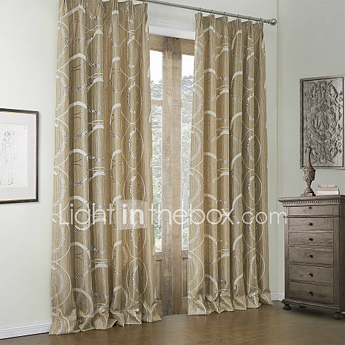 (One Pair) Rococo Linen Jacquard Curve Energy Saving Curtain