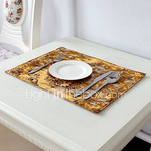 Set of 4 European Style Glimmar Velour Cut Printed Placemat