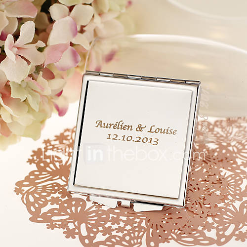 Personalized Square Stainless Steel Compact Mirror Favor