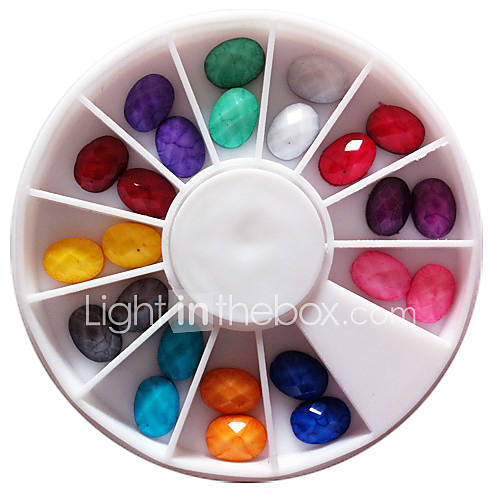 24PCS Oval Gem Nail Decorations