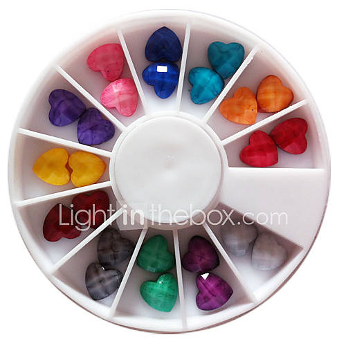 24PCS Heart Shaped Gem Nail Decorations