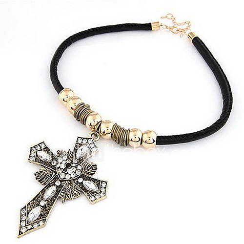 Elegant Rope with Alloy Cross Necklace