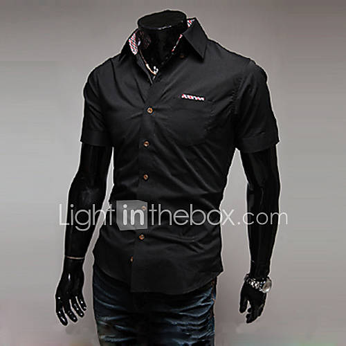 Mens Slim Lapel Short Sleeve Shirt