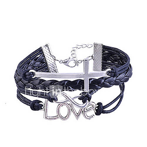 Handmade Braided Alloy Cross Infinity Symbol Love Charm Bracelet