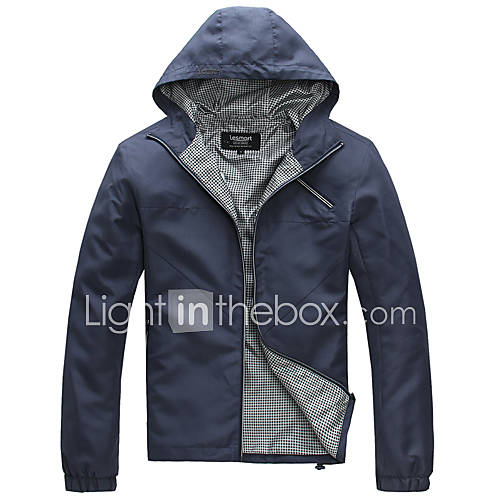 Mens Casual Hoodie Coat With Check Details