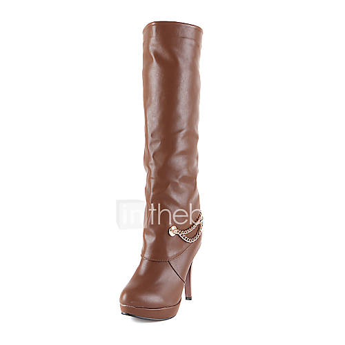 Stylish Leatherette Stiletto Heel Knee High Boots Casual Shoes(More Colors)
