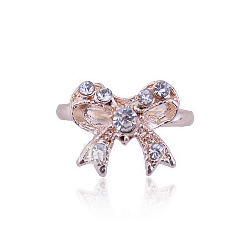 Lovely Crystal Butterfly Bow Adjustable Ring