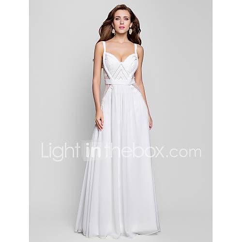 A line V neck Floor length Chiffon Evening Dress (493575)